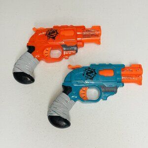 2 Nerf Zombie Strike Double Strike Blue Orange Blaster Soft Dart Pistol Lot